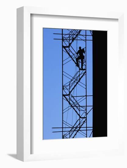 Steelworker Assembling Scaffolding-null-Framed Photographic Print