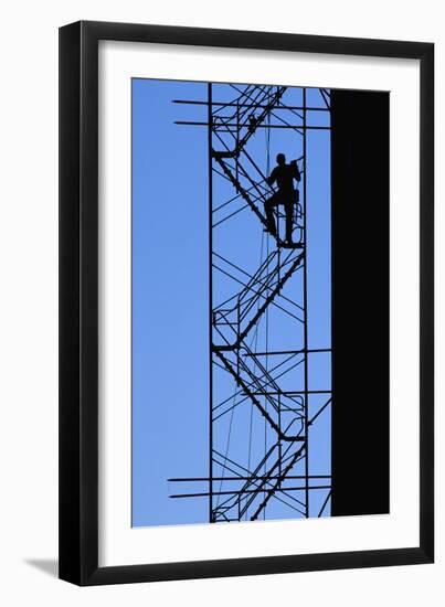 Steelworker Assembling Scaffolding-null-Framed Photographic Print