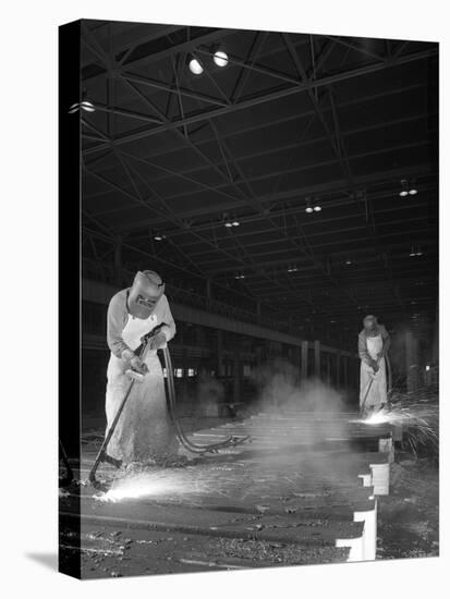 Steelworkers at Park Gate Iron and Steel Co, Rotherham, South Yorkshire, April 1964-Michael Walters-Stretched Canvas