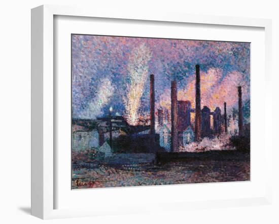 Steelworks near Charleroi-Maximilien Luce-Framed Art Print