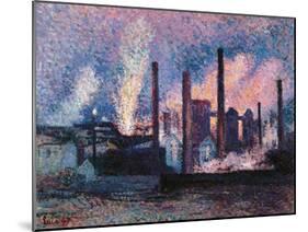 Steelworks near Charleroi-Maximilien Luce-Mounted Art Print