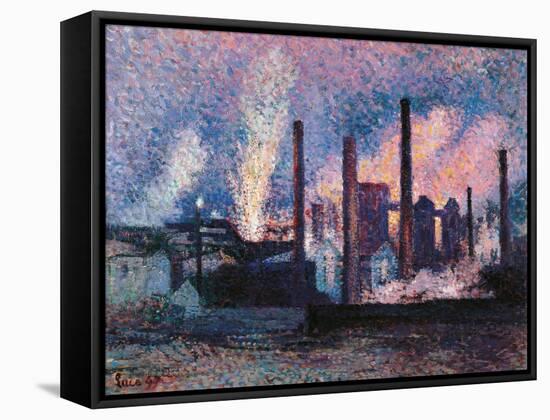 Steelworks near Charleroi-Maximilien Luce-Framed Stretched Canvas