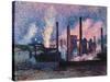 Steelworks near Charleroi-Maximilien Luce-Stretched Canvas