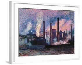 Steelworks near Charleroi-Maximilien Luce-Framed Art Print