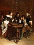 Gentlefolk Playing Backgammon in an Interior-Steen Jan-Framed Stretched Canvas