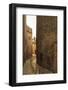 Steep and narrow winding street in gorgeous medieval hilltop walled village, Pals, Baix Emporda, Gi-Eleanor Scriven-Framed Photographic Print