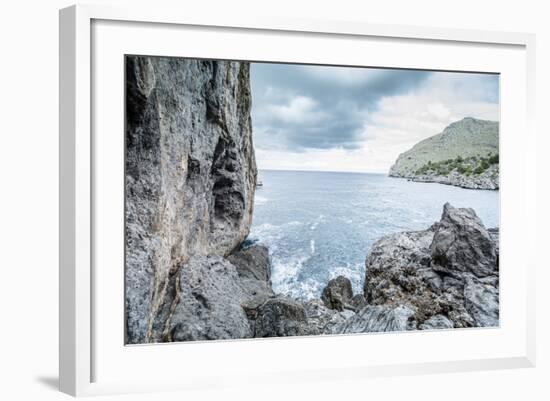 Steep Coast on Majorca with View to the Sea at Sa Calobra-Jorg Simanowski-Framed Photographic Print