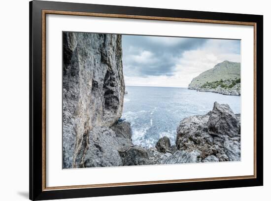 Steep Coast on Majorca with View to the Sea at Sa Calobra-Jorg Simanowski-Framed Photographic Print