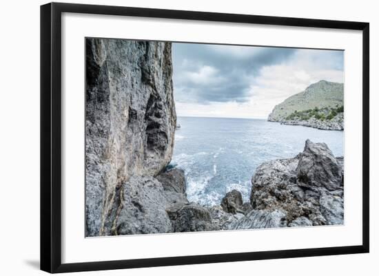 Steep Coast on Majorca with View to the Sea at Sa Calobra-Jorg Simanowski-Framed Photographic Print