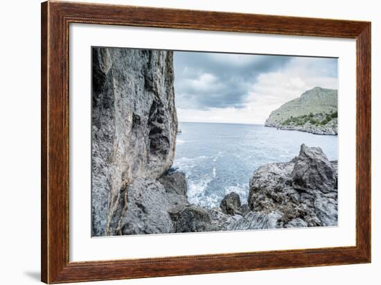 Steep Coast on Majorca with View to the Sea at Sa Calobra-Jorg Simanowski-Framed Photographic Print