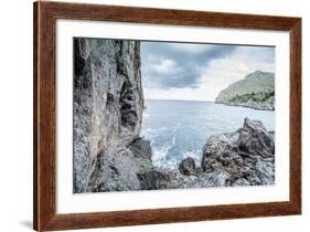 Steep Coast on Majorca with View to the Sea at Sa Calobra-Jorg Simanowski-Framed Photographic Print