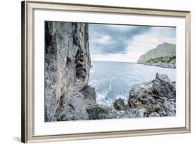 Steep Coast on Majorca with View to the Sea at Sa Calobra-Jorg Simanowski-Framed Photographic Print