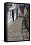 Steep Cobbled Street and White Wooden Houses-Eleanor Scriven-Framed Stretched Canvas
