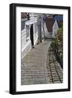 Steep Cobbled Street and White Wooden Houses-Eleanor Scriven-Framed Photographic Print