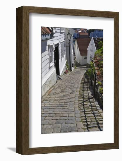 Steep Cobbled Street and White Wooden Houses-Eleanor Scriven-Framed Photographic Print