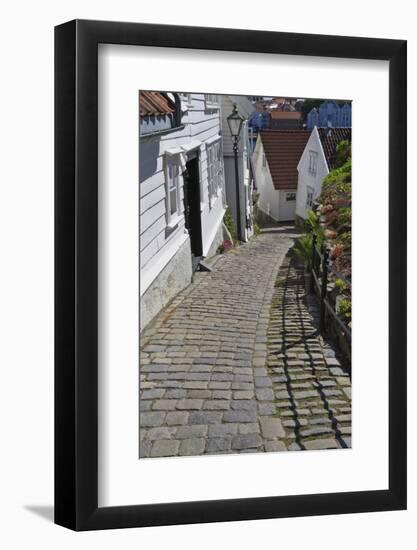 Steep Cobbled Street and White Wooden Houses-Eleanor Scriven-Framed Photographic Print