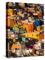 Steep Hill with Colorful Houses, Guanajuato, Mexico-Julie Eggers-Stretched Canvas