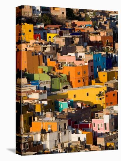 Steep Hill with Colorful Houses, Guanajuato, Mexico-Julie Eggers-Stretched Canvas