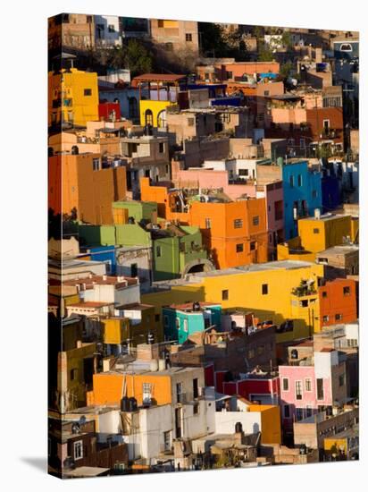 Steep Hill with Colorful Houses, Guanajuato, Mexico-Julie Eggers-Stretched Canvas