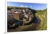 Steep Streets of Fishing Village Nd River, Elevated View in Summer, Staithes-Eleanor Scriven-Framed Photographic Print