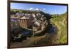 Steep Streets of Fishing Village Nd River, Elevated View in Summer, Staithes-Eleanor Scriven-Framed Photographic Print