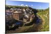 Steep Streets of Fishing Village Nd River, Elevated View in Summer, Staithes-Eleanor Scriven-Stretched Canvas