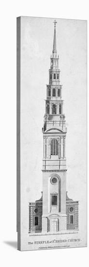 Steeple of St Bride's Church, Fleet Street, City of London, 1795-null-Stretched Canvas