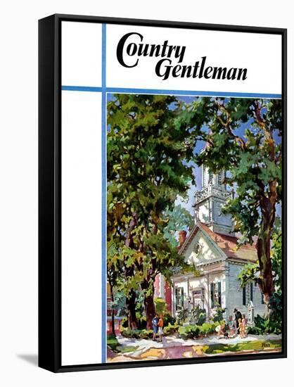 "Steepled Church," Country Gentleman Cover, April 1, 1939-G. Kay-Framed Stretched Canvas