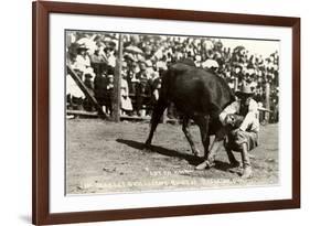 Steer Wrestling-null-Framed Art Print