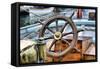 Steering Wheel Sailboat-nikitos77-Framed Stretched Canvas