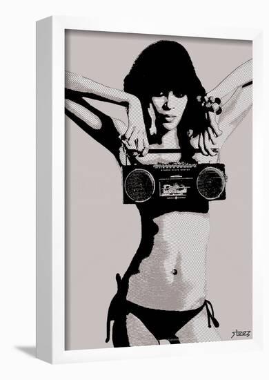 Steez Bikini Boombox - BW-null-Framed Poster