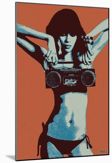 Steez Bikini Boombox - Orange-null-Mounted Poster