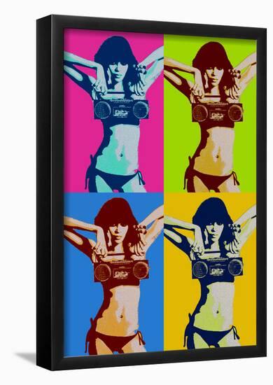 Steez Bikini Boombox Quad Pop-Art-null-Framed Poster