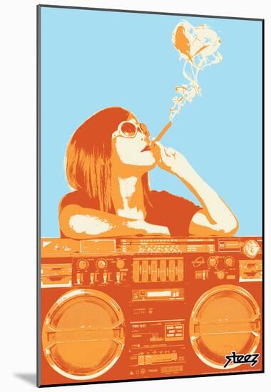 Steez Boom Box Joint - Orange Art Poster Print-null-Mounted Poster