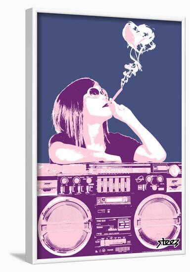 Steez Boom Box Joint - Pink Art Poster Print-null-Framed Poster