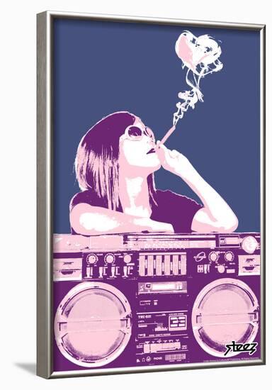 Steez Boom Box Joint - Pink Art Poster Print-null-Framed Poster