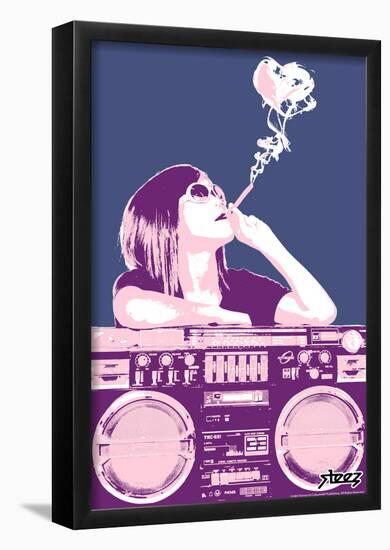 Steez Boom Box Joint - Pink Art Poster Print-null-Framed Poster