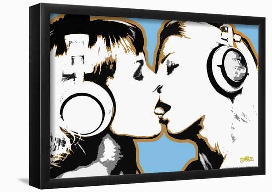 Steez Girls Kissing Art Poster Print-null-Framed Poster