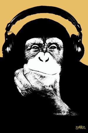 Headphone Chimp - Gold