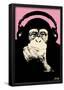 Steez Headphone Chimp - Pink Art Poster Print-Steez-Framed Poster