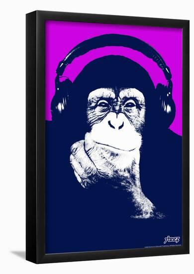 Steez Headphone Chimp - Purple Art Poster Print-Steez-Framed Poster