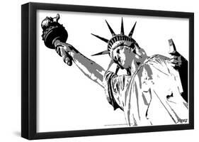 Steez Lady Liberty - BW-null-Framed Poster