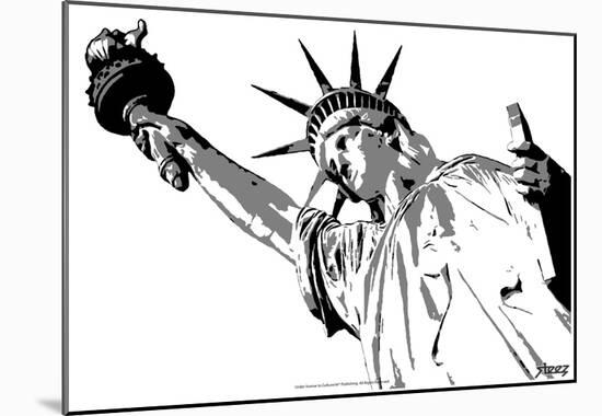 Steez Lady Liberty - BW-null-Mounted Poster