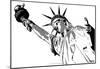 Steez Lady Liberty - BW-null-Mounted Poster