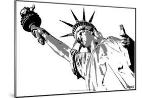 Steez Lady Liberty - BW-null-Mounted Poster