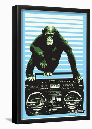 Steez Monkey Boom Box Art Poster Print-null-Framed Poster