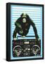 Steez Monkey Boom Box Art Poster Print-null-Framed Poster