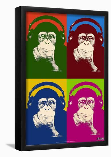 Steez Monkey Headphones Quad Pop-Art-null-Framed Poster