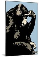 Steez Monkey Thinker - Blue Art Poster Print-null-Mounted Poster