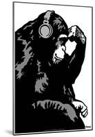 Steez Monkey Thinker BW-null-Mounted Poster